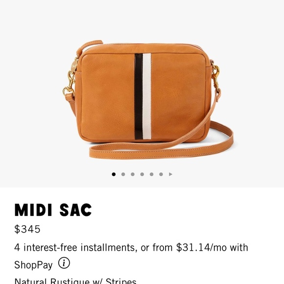 Clare V Midi Sac Natural with Stripes Leather Crossbody Bag - Picture 10 of 15